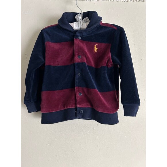 Ralph Lauren Baby Striped Velour Jacket 12M - Picture 1 of 4